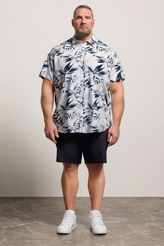 JACK & JONES Big & Tall White Tropical Print Short Sleeve Shirt | BadRhino 1
