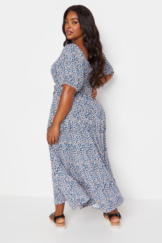 YOURS Plus Size Blue Ditsy Floral Tiered Maxi Dress | Yours Clothing 3