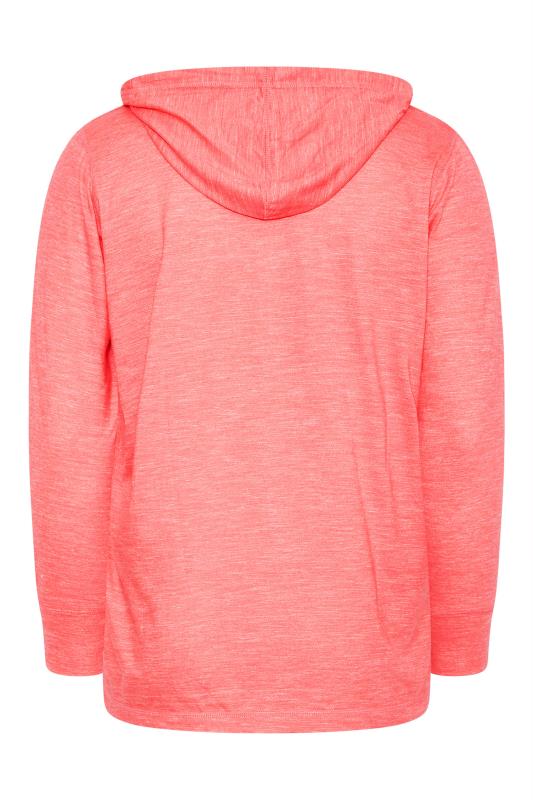 Plus Size Coral Pink Marl Zip Hoodie | Yours Clothing  8