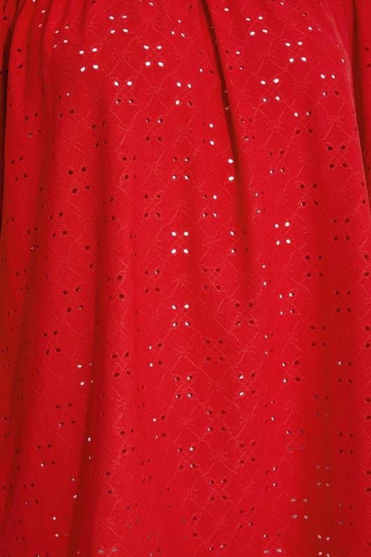 LTS Tall Red Broderie Anglaise Bardot Top 4