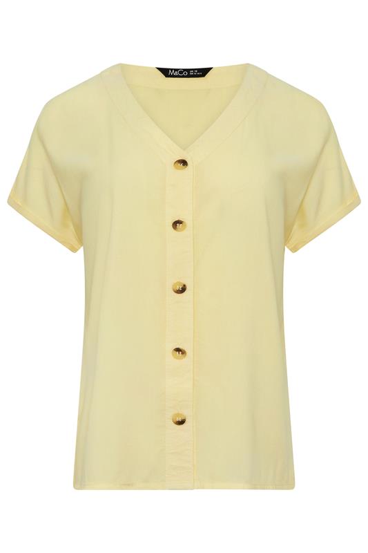 M&Co Lemon Yellow Button Front Blouse | M&Co 5