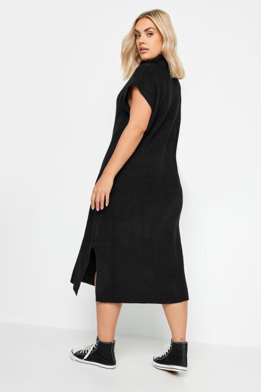 YOURS Plus Size Black Roll Neck Knitted Dress | Yours Clothing 4