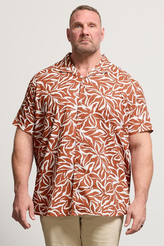 BadRhino Big & Tall Clay Orange Leaf Print Shirt | BadRhino 1