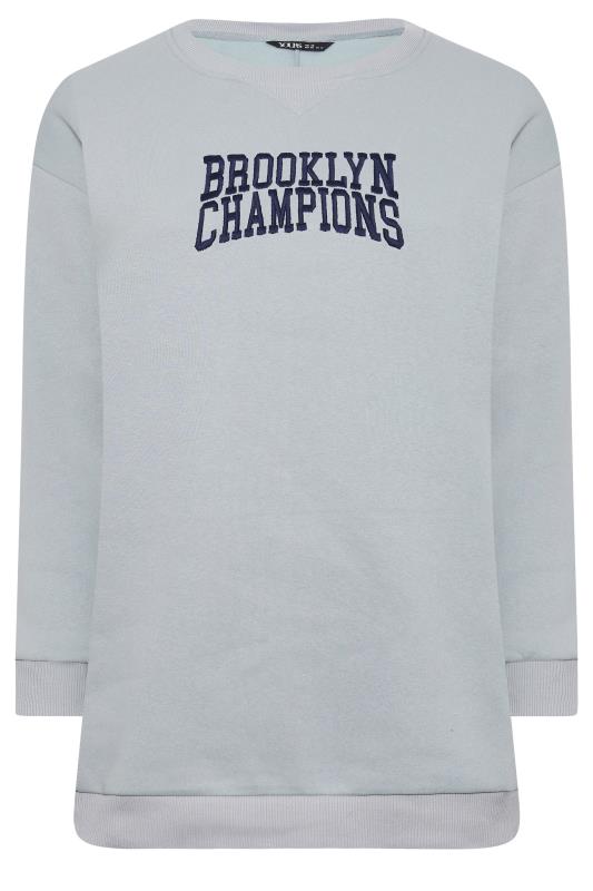 YOURS Plus Size Grey 'Brooklyn Champions' Slogan Sweatshirt | Yours Clothing 5