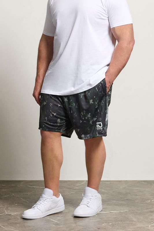  D555 Big et Tall Short noir à motif camouflage