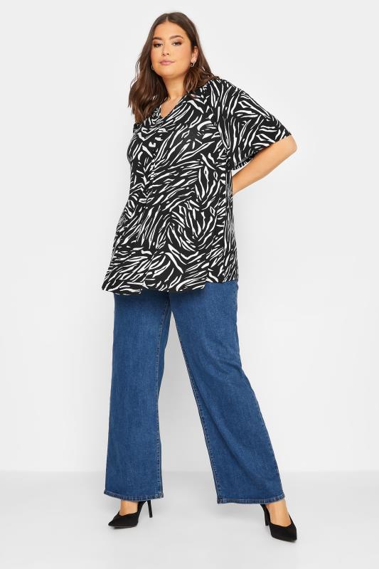 YOURS Plus Size Curve Black Animal Print Swing Top | Yours Clothing  2
