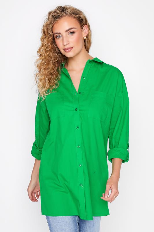 LTS Tall Women's Apple Green Oversized Cotton Shirt | Long Tall Sally 2