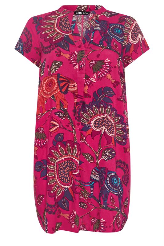 YOURS Plus Size Pink Paisley Pleat Front Dress | Yours Clothing 5
