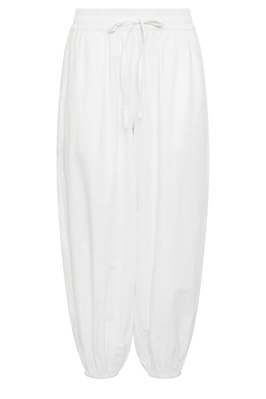 PixieGirl Petite Women's White Cotton Poplin Barrel Leg Trousers | PixieGirl 5
