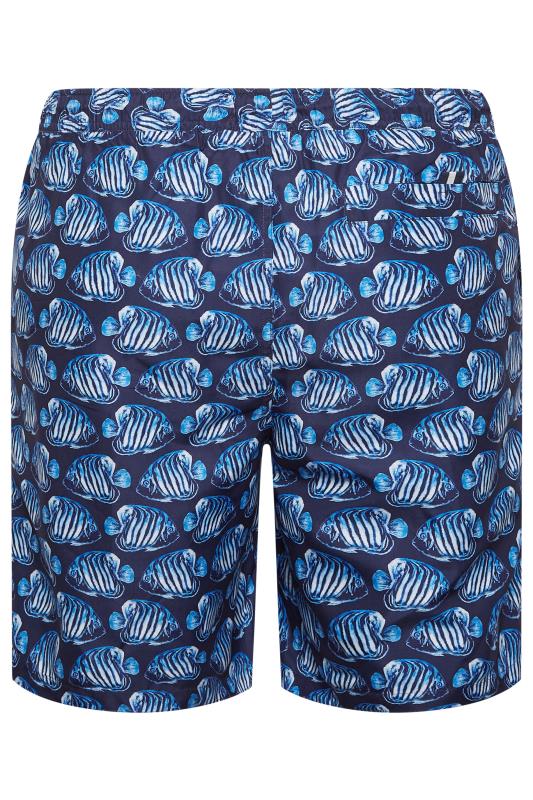 BadRhino Big & Tall Navy Blue Fish Print Swim Shorts | BadRhino  5