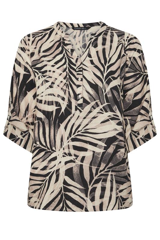 EVANS Plus Size Black Mono Palm Print Top | Evans 7