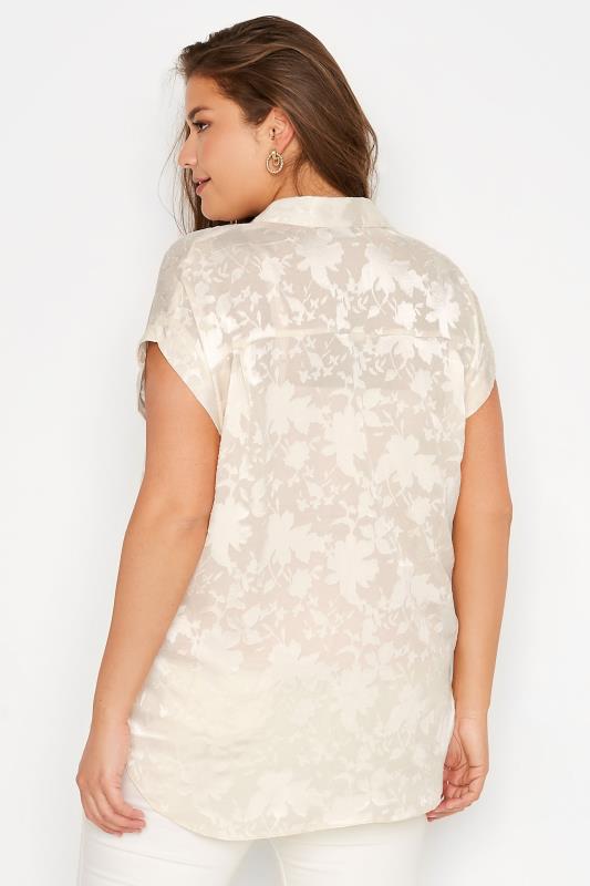Plus Size Cream Satin Leaf Print Shirt | Yours Clothing 3