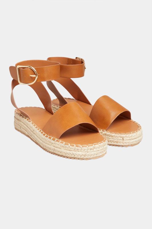 Plus Size Brown Flatform Espadrilles In Wide E Fit & Extra Wide EEE Fit | Yours Clothing 2