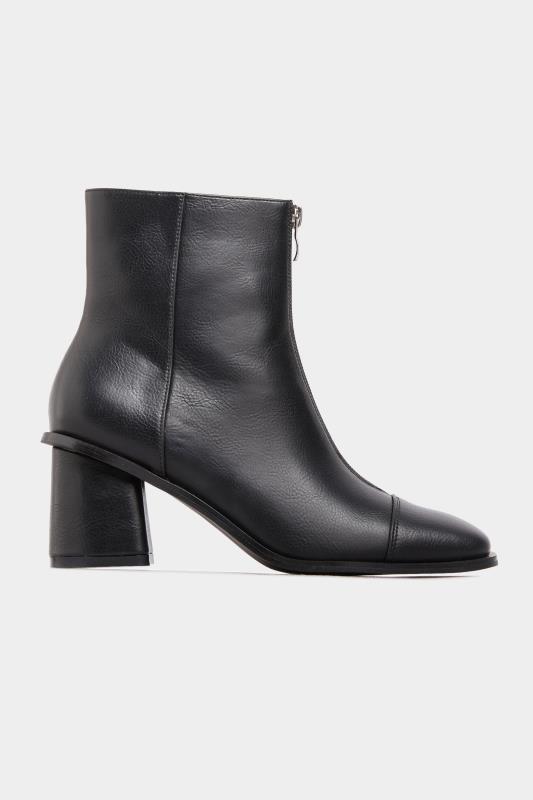 LIMITED COLLECTION Black Vegan Faux Leather Zip Heeled Boots In Wide E Fit 4