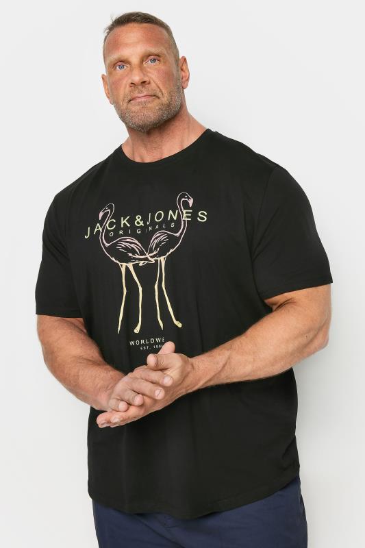 Men's  JACK & JONES Big & Tall Black Flamingo Print T-Shirt