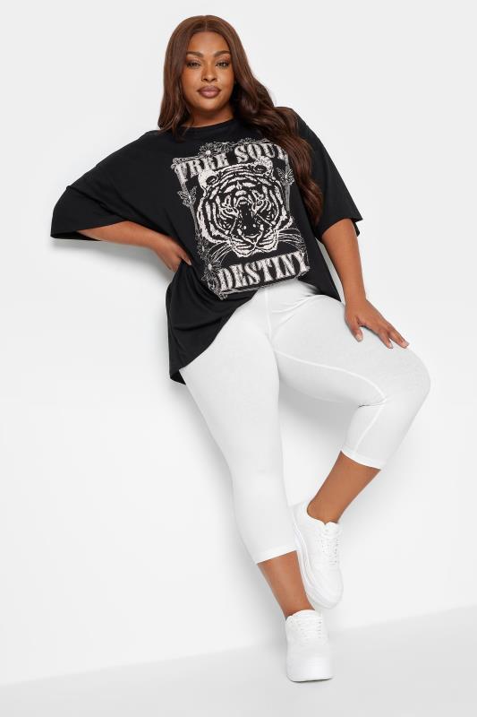 YOURS Curve Plus Size White Cropped Leggings | Yours Clothing  2