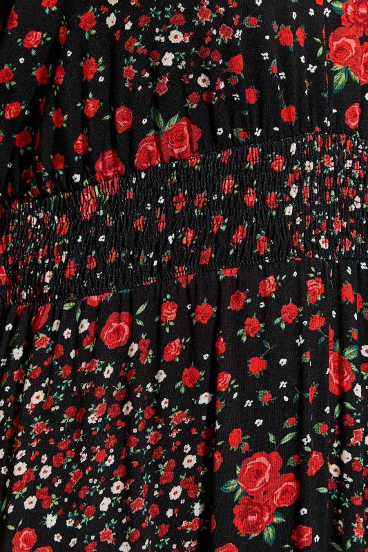 YOURS LONDON Plus Size Curve Red & Black Floral Maxi Dress | Yours Clothing 5