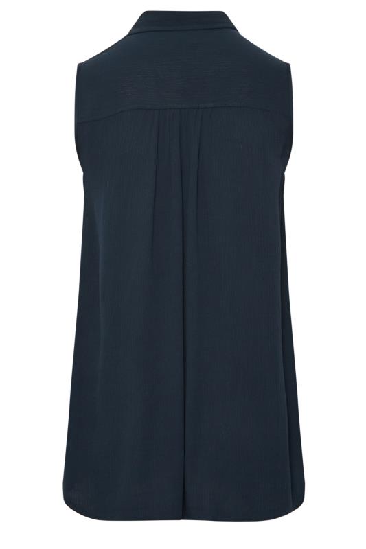 YOURS Plus Size Navy Blue Dipped Hem Sleeveless Blouse | Yours Clothing 7