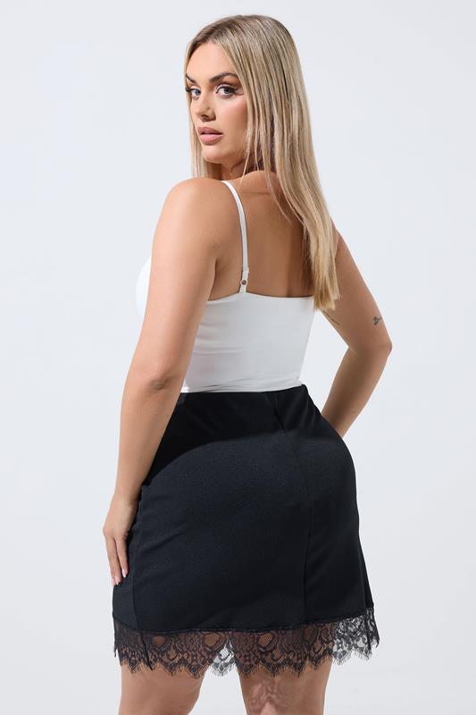LIMITED COLLECTION Curve Lace Hem Mini Skirt | Yours Clothing 2