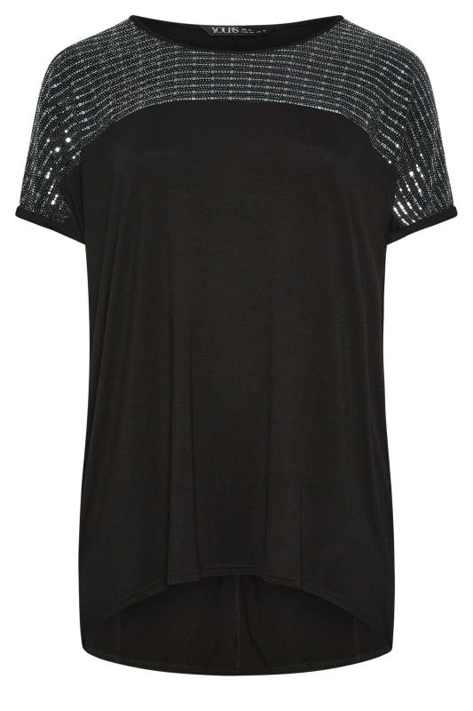 YOURS Plus Size Black Sequin Embellished Top | Yours Clothing 5