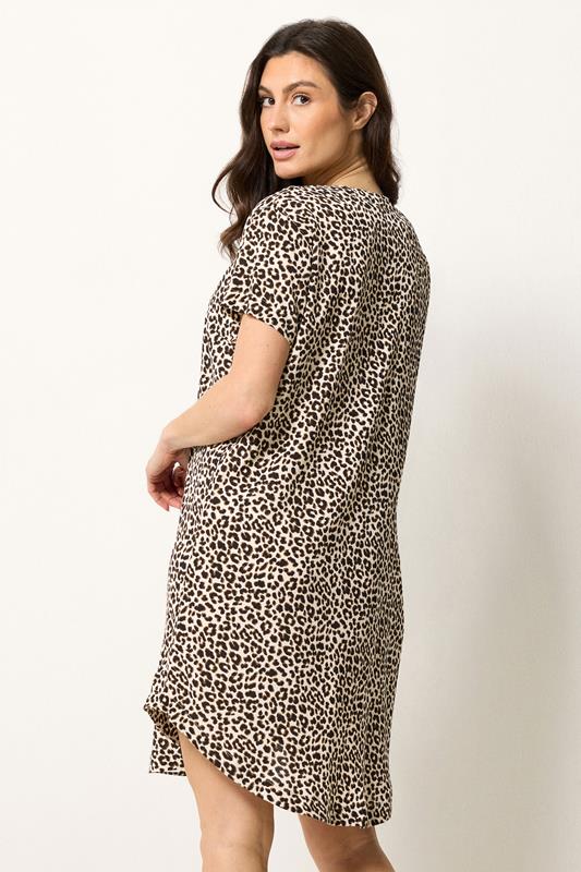 M&Co Brown Animal Print Notch Neck Midi Dress | M&Co 2
