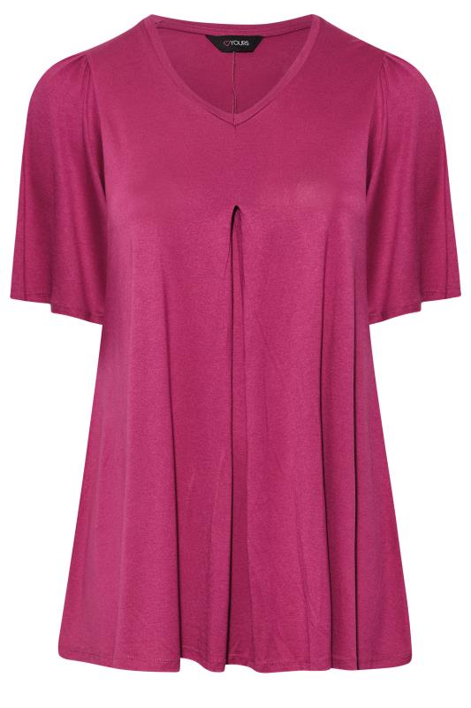 Plus Size Pink Pleat Angel Sleeve Swing Top | Yours Clothing 5