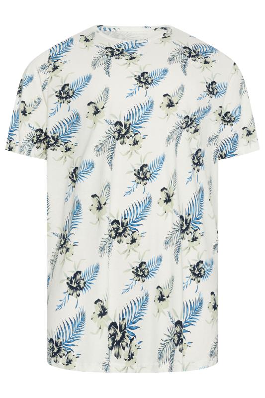 JACK & JONES Big & Tall White Tropical Print Short Sleeve T-Shirt | BadRhino 3