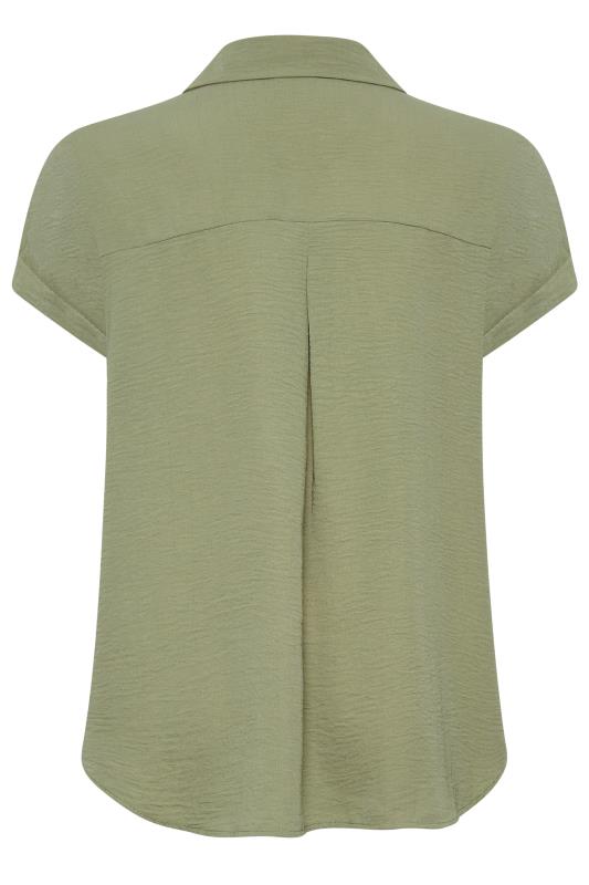 YOURS Curve Plus Size Sage Green Utility Short Sleeve Shirt | Yours Clothing  7