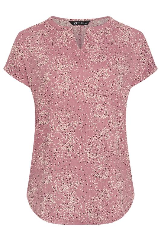 YOURS Curve Pink Blossom Print Textured Blouse | Yours  5
