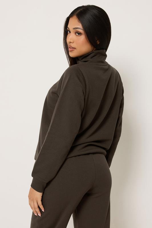 M&Co Petite Chocolate Brown Half Zip Sweatshirt | M&Co 2