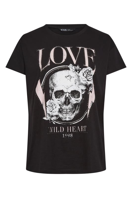 YOURS Plus Size Black Skull Print 'Love' T-Shirt | Yours Clothing 6
