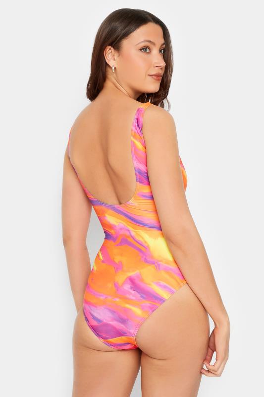 LTS Tall Women's Bright Pink Marble Print Wrap Swimsuit | Long Tall Sally 3