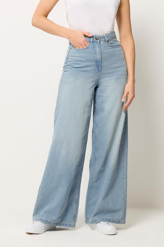 LTS Tall Women's Light Blue Palazzo Wide Leg Jeans | Long Tall Sally 1