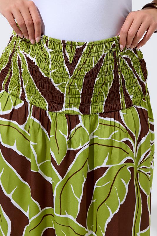 LIMITED COLLECTION Plus Size Green Palm Leaf Skirt | Yours Clothing 5