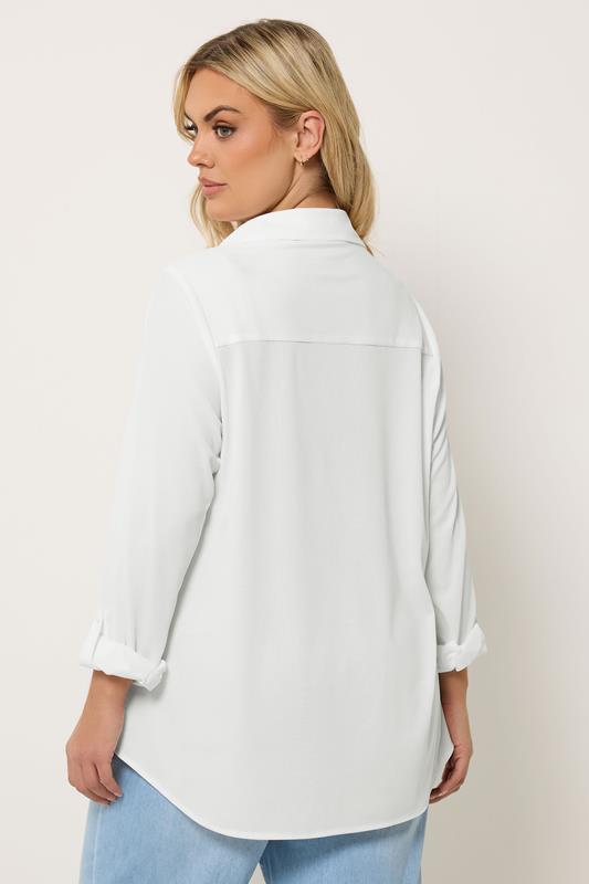 YOURS Plus Size Ivory White Ribbed Shirt | Yours Clothing 2