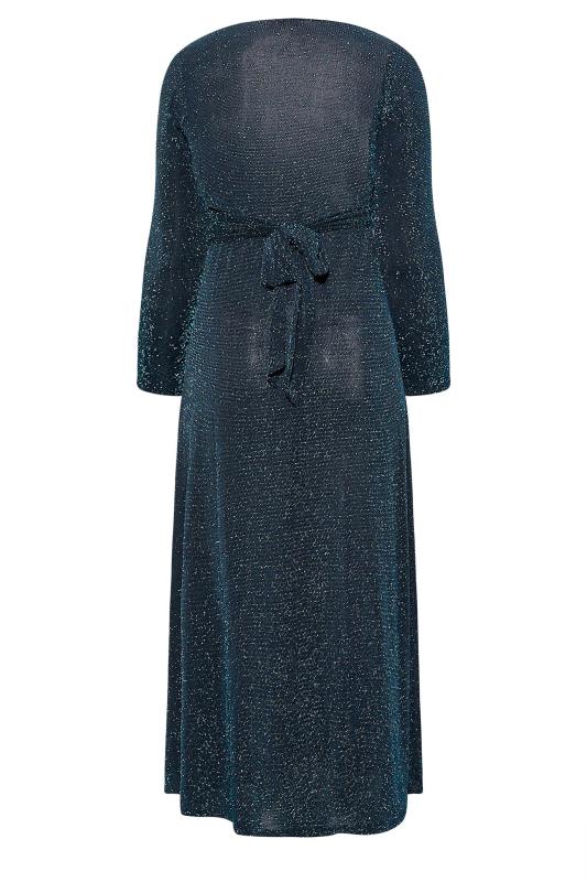 YOURS LONDON Plus Size Black & Blue Glitter Maxi Dress | Yours Clothing 7