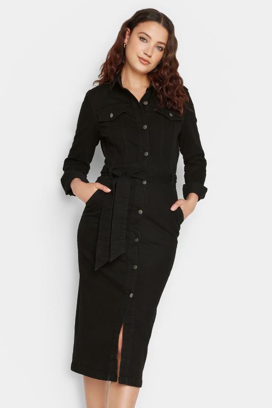 LTS Tall Womens Black Denim Button Through Dress | Yours Clothing  1