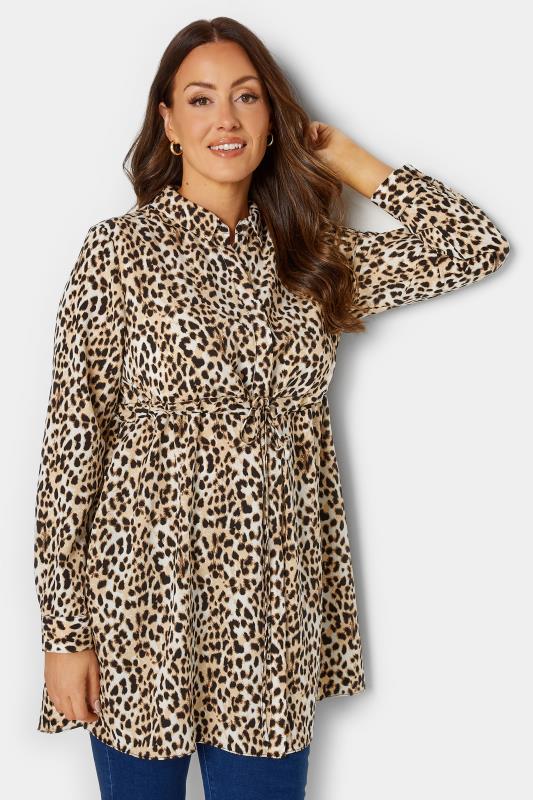 M&Co Brown Leopard Print Tie Waist Tunic Shirt | M&Co 2