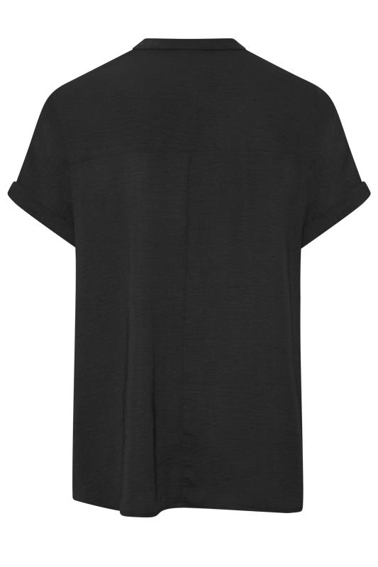 YOURS Plus Size Black Half Placket Short Sleeve Blouse | Yours Clothing 7