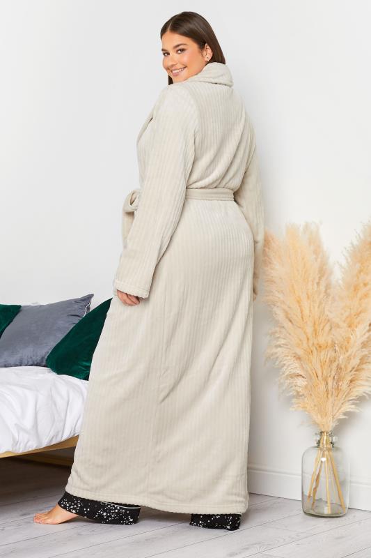 LTS Tall Cream Ribbed Maxi Dressing Gown | Long Tall Sally  3