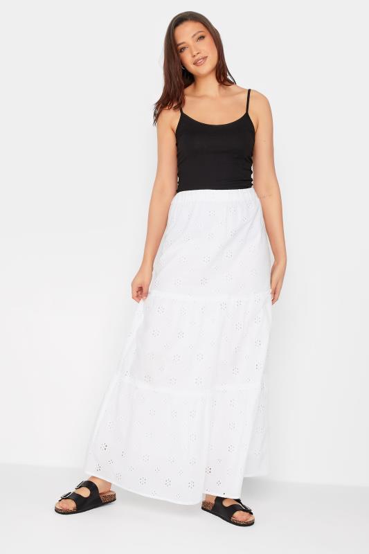 LTS Tall Women's White Broderie Anglaise Tiered Maxi Skirt | Long Tall Sally 2