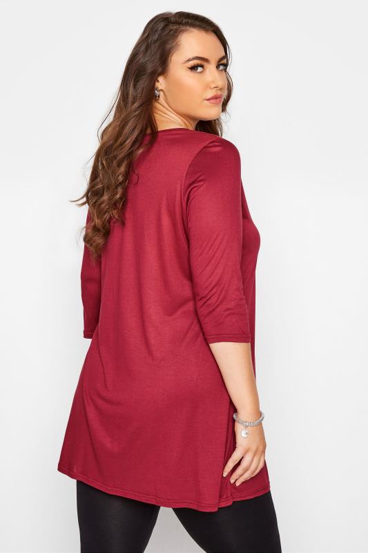 Curve Red 3/4 Length Sleeve Top 3
