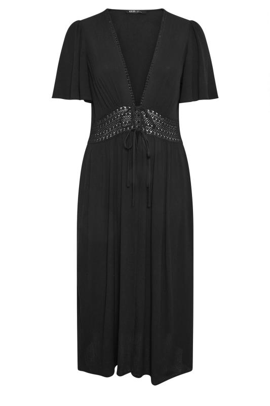 YOURS Plus Size Black Crinkle Maxi Kimono | Yours Clothing 7