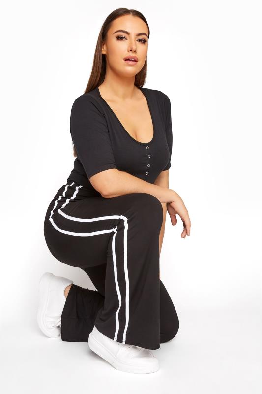 Plus Size  Black Side Stripe Flares