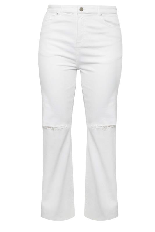 Yours Plus Size White Ripped Wide Leg Jeans | Yours Clothing 5