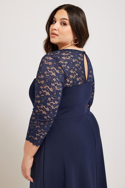 YOURS LONDON Plus Size Navy Blue Lace Sweetheart Dress | Yours Clothing 4