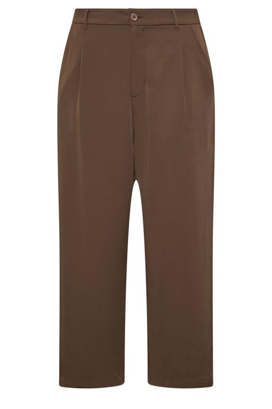 Curve Chocolate Brown Wide Leg Dad Trousers | Yours Clothing 5