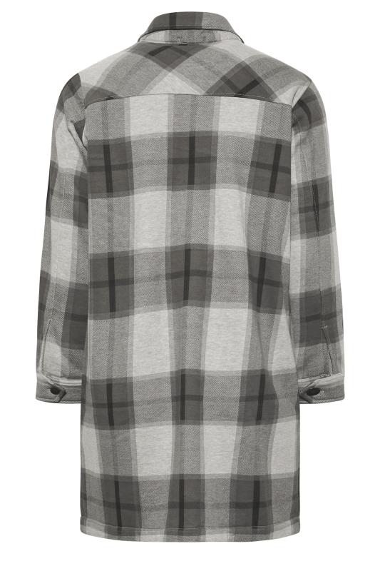 Curve Plus Size Grey & White Longline Check Shacket | Yours Clothing 7