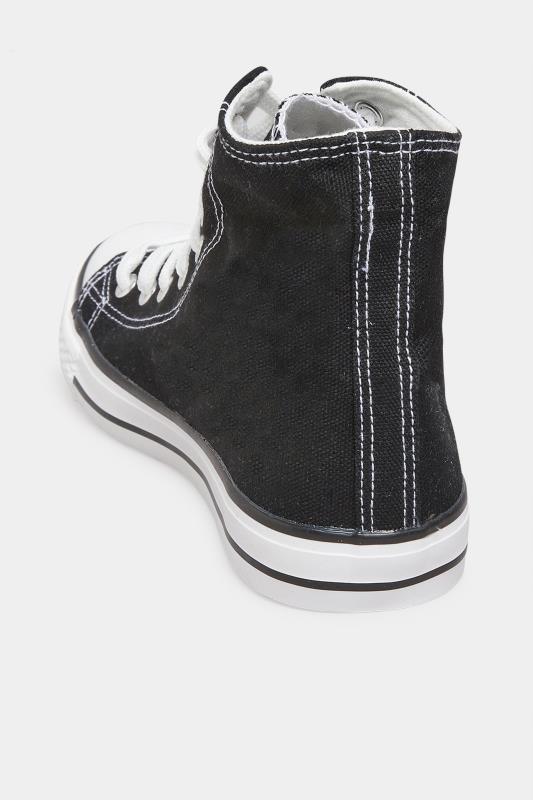 Black Canvas High Top Trainers In Wide Fit | Yours Clothing 5