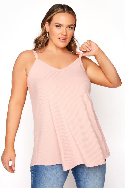 LIMITED COLLECTION Baby Pink Ribbed Swing Cami | Yours Clothing